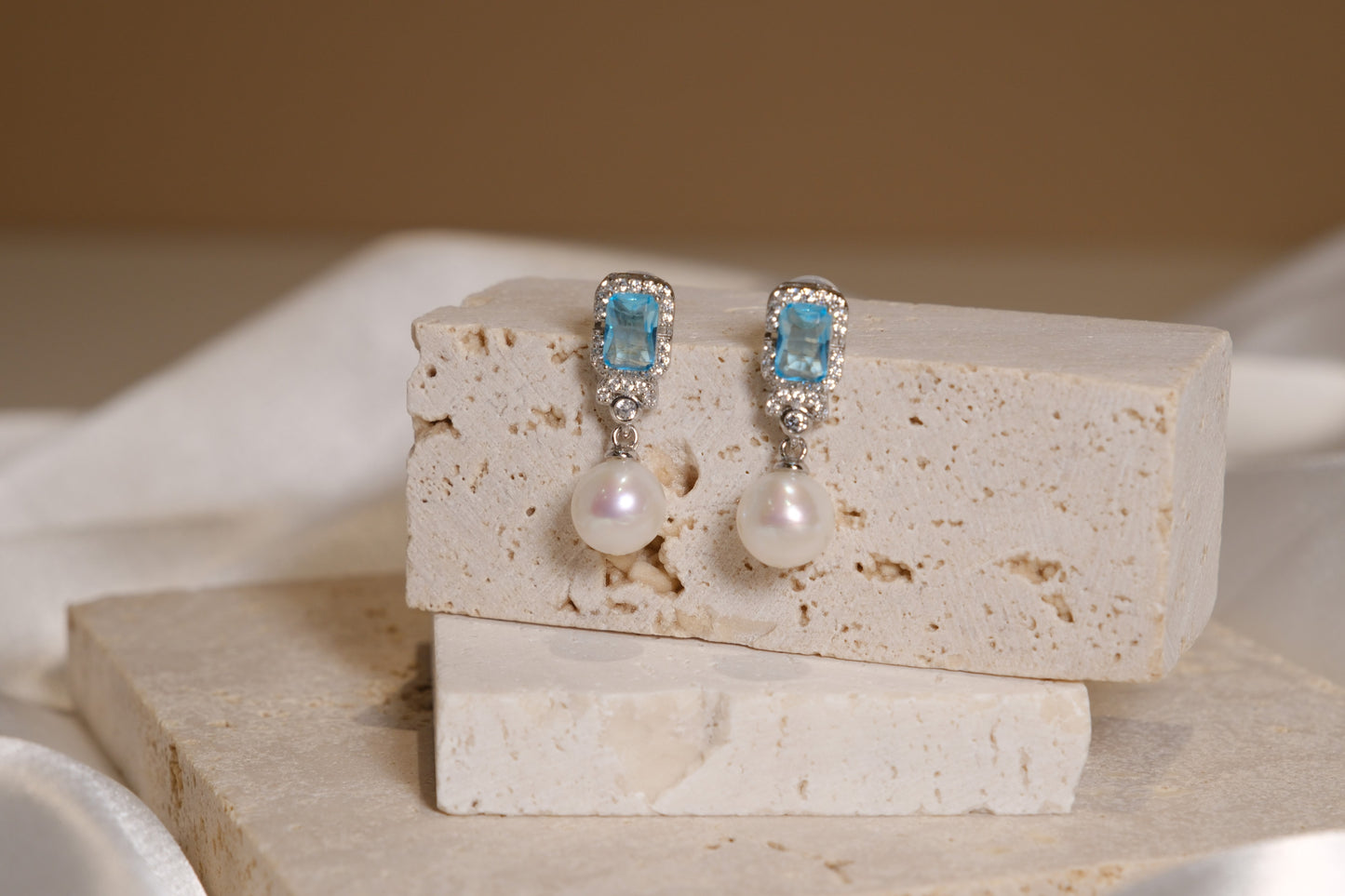 Aqua Pearl Earrings